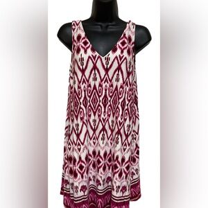 Sleeveless V-Neck Maroon Atec Print Dress❤️ By Loft